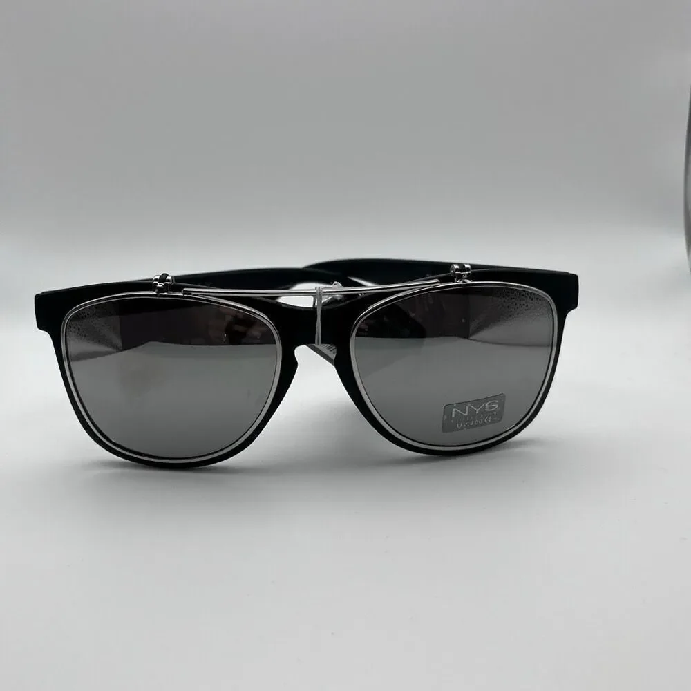 NYS Collection Womens Black Polarized Clip-on Sunglasses One Size NWT